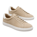 Beige & White Premium Leather Trainers | Loont Stheken