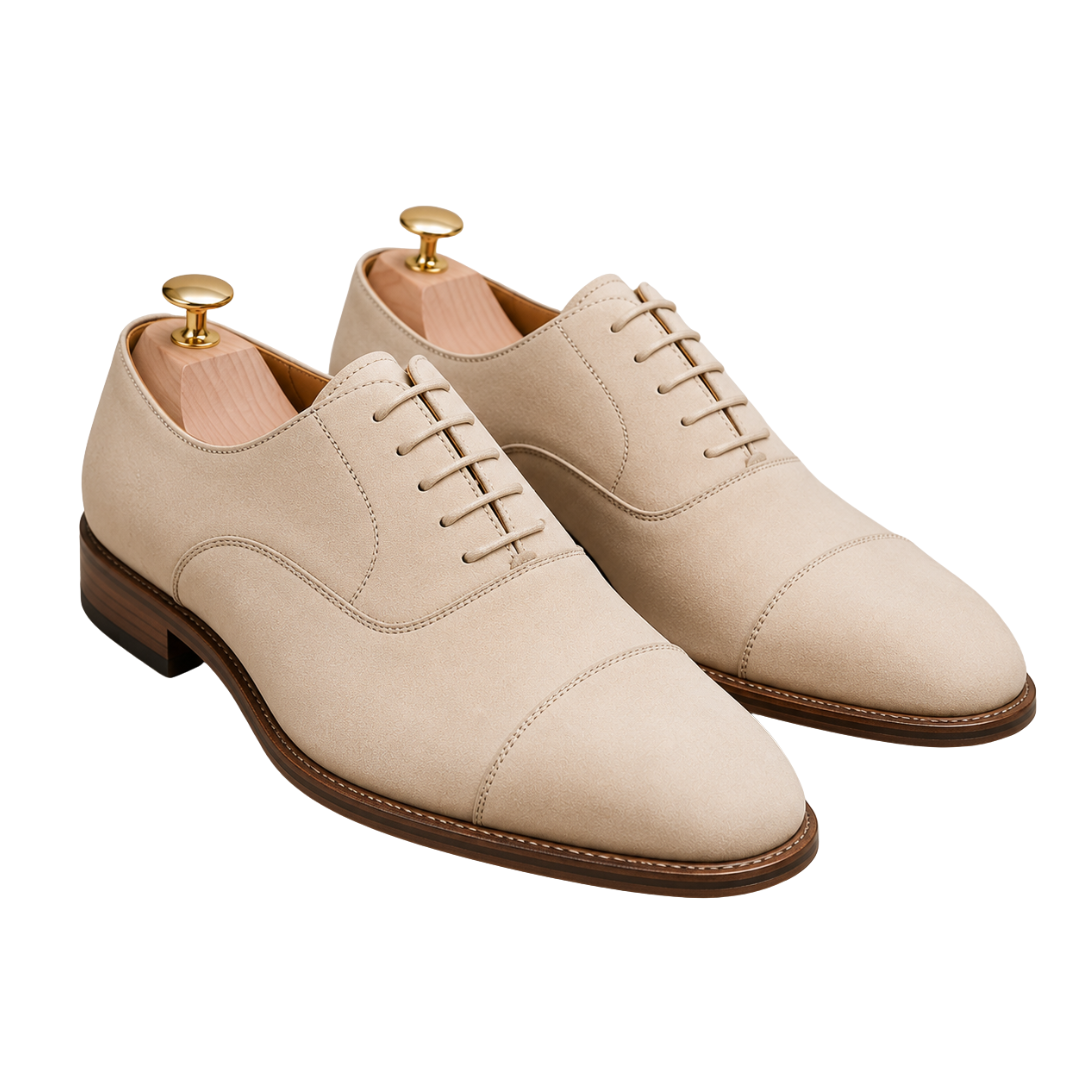 Sand Beige Leather Oxford Shoes | Loont Stheken
