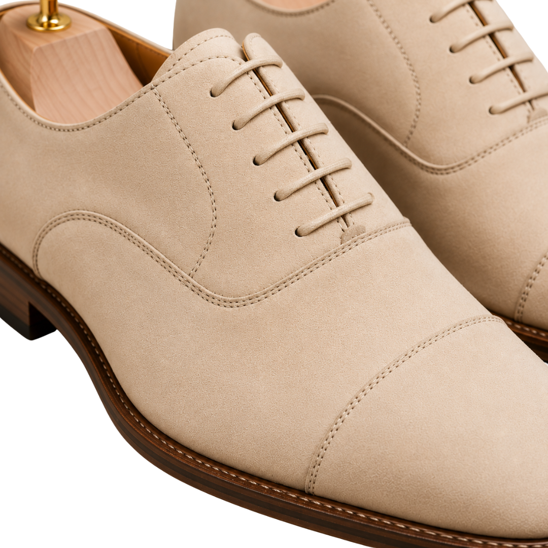 Sand Beige Leather Oxford Shoes | Loont Stheken